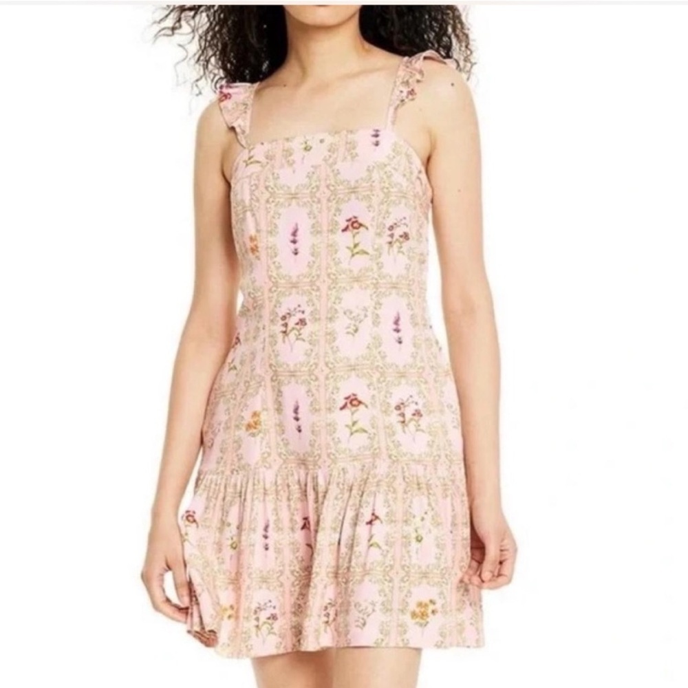 Agua Bendita x Target Pink Floral Smocked Mini Dress Size XL